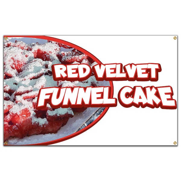 Signmission Red Velvet Funnel Cake Banner Concession Stand Food Truck Single Sided B-72 Red Velvet Funnel Cake19 - main